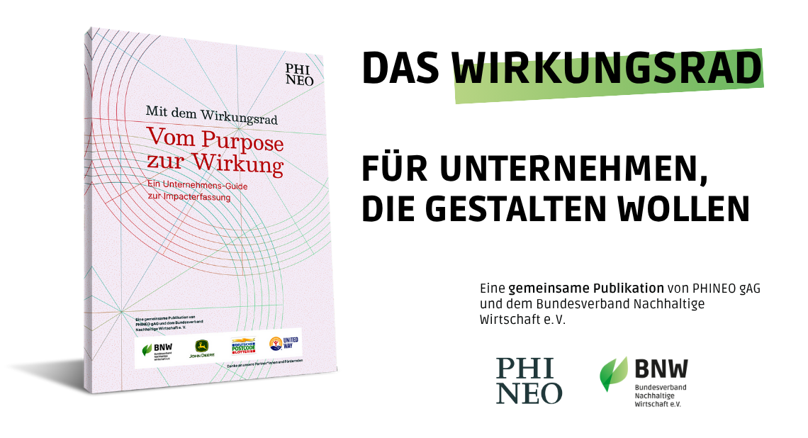 Ein Bild des Impact-Guides mit dem Text: Das Wirkungsrad - für Unternehmen, die gestalten wollen