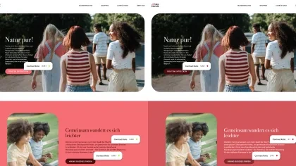 Vier Vergleichskacheln für Barrierefreie Farbkontraste: Die linken Kacheln zeigen gute Kontraste, bei denen sich die Buttons deutlich vom Hintergrund abheben. Die rechten Kacheln zeigen Negativbeispiele. Die Buttons heben sich nicht gut vom Hintergrund ab und sind nicht lesbar für Screenreader