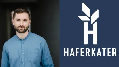 Foto von Leandro und Logo von Haferkater