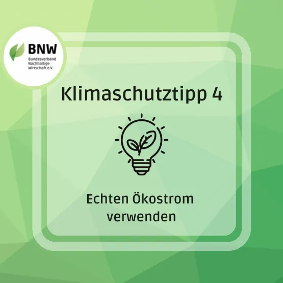 Klimaschutztipp 4: Echten Ökostrom verwenden