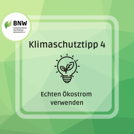 Klimaschutztipp 4: Echten Ökostrom verwenden